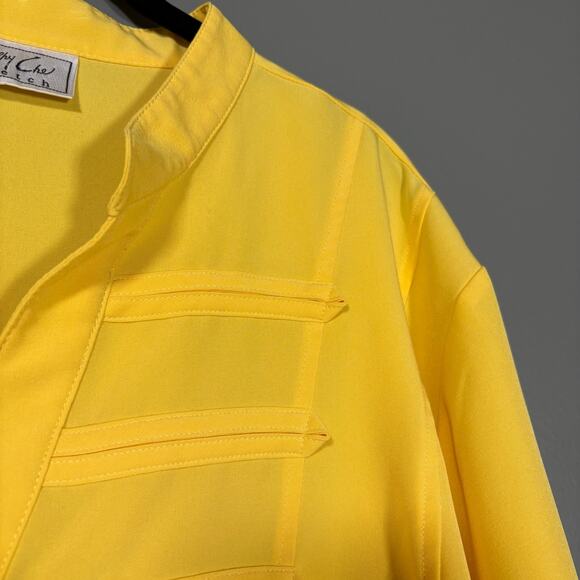 Kathy Che Bright Yellow Lagenlook Button Front Top - 22/24W - Women's Plus Size - Picture 2 of 6